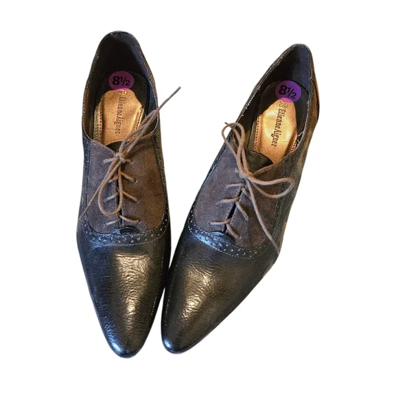 Vintage ETIENNE AIGNER Brown Spectator Oxfords Shoe Goth Whimzigoth Grany Boots - Picture 7 of 9